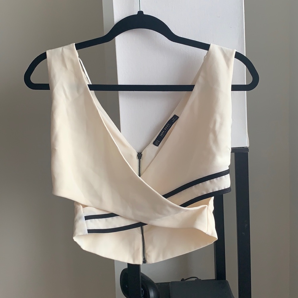 Zara cream cross cut out crop top